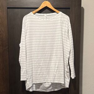 Lululemon Athletica White Striped Long Sleeve Tee